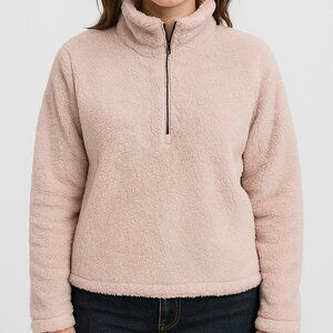 DYI Women's Tranquil 1/2 Zip Fuzzy Fleece Sweater Dusty Lavender Size Small